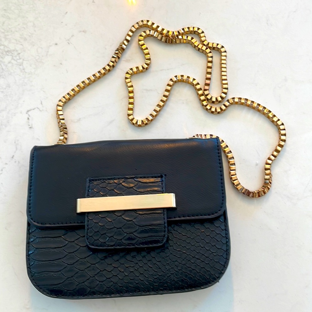 4a. Bebe Crossbody faux leather Black Purse